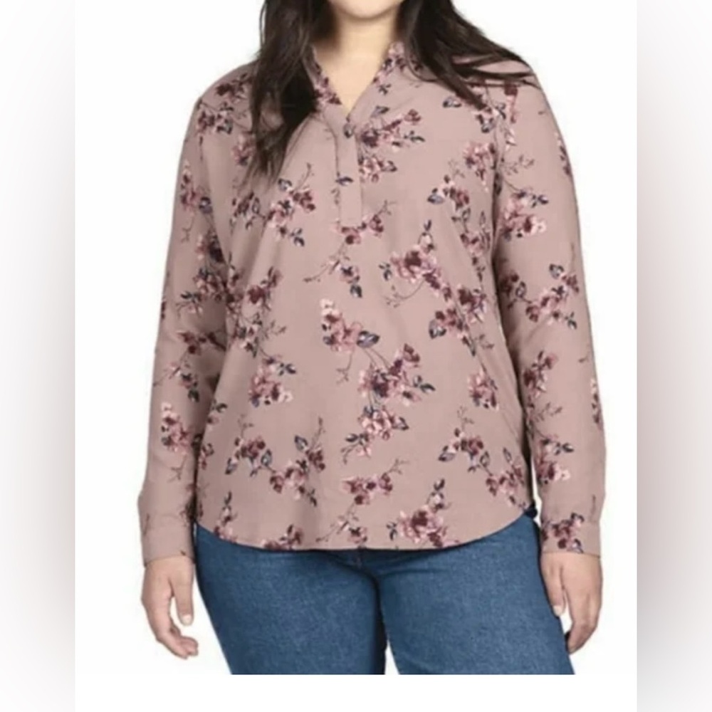 Hilary Radley Mauve Floral Business Casual Blouse Size XXL - Picture 9 of 9